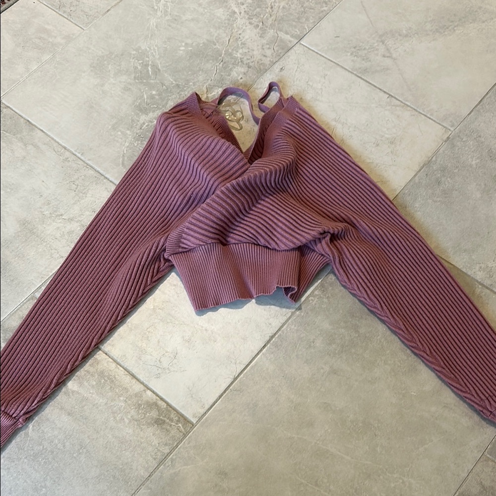 Ribbed Purple Long Sleeve Top